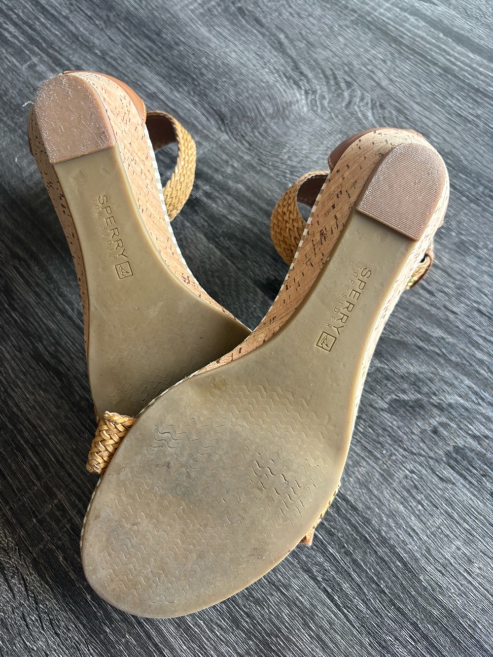 Sperry Tan Braided Ankle-Strap Sandals with Striped Toe - Picture 3 of 14